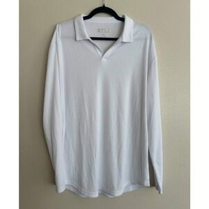 BYLT Premium Basics Ribbed Modal Polo XL White Minimalist Athleisure Preppy